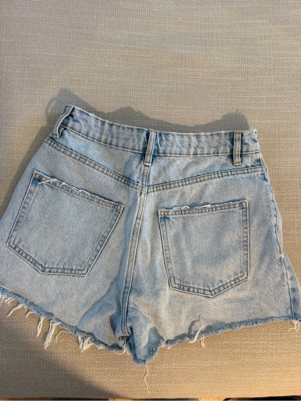 Zara High-Rise Light Wash Distressed Denim Shorts